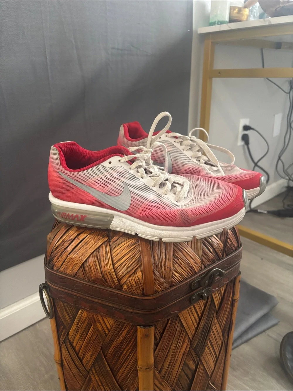 Nike Youth Red and White Air Max Athletic Sneakers